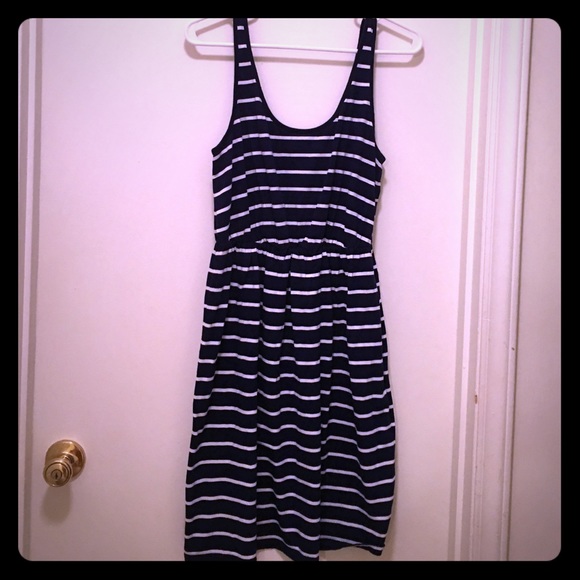 Fit and flare Sleeveless navy/white dress - Picture 1 of 4